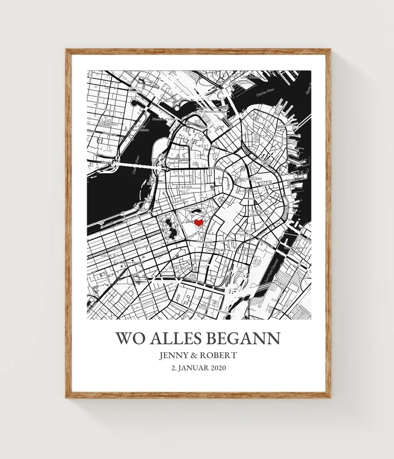 "Wo alles begann" / Koordinaten Poster Stadtkarte | Hochzeitsgeschenk Geschenkidee
