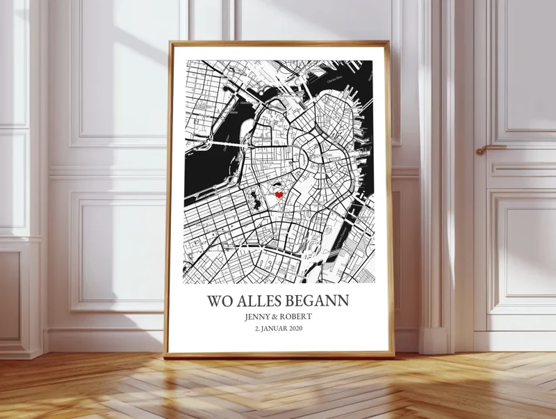 "Wo alles begann" / Koordinaten Poster Stadtkarte | Hochzeitsgeschenk Geschenkidee