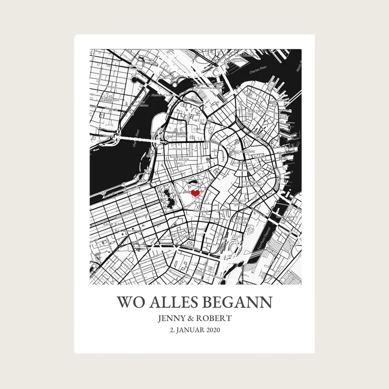 "Wo alles begann" / Koordinaten Poster Stadtkarte | Hochzeitsgeschenk Geschenkidee