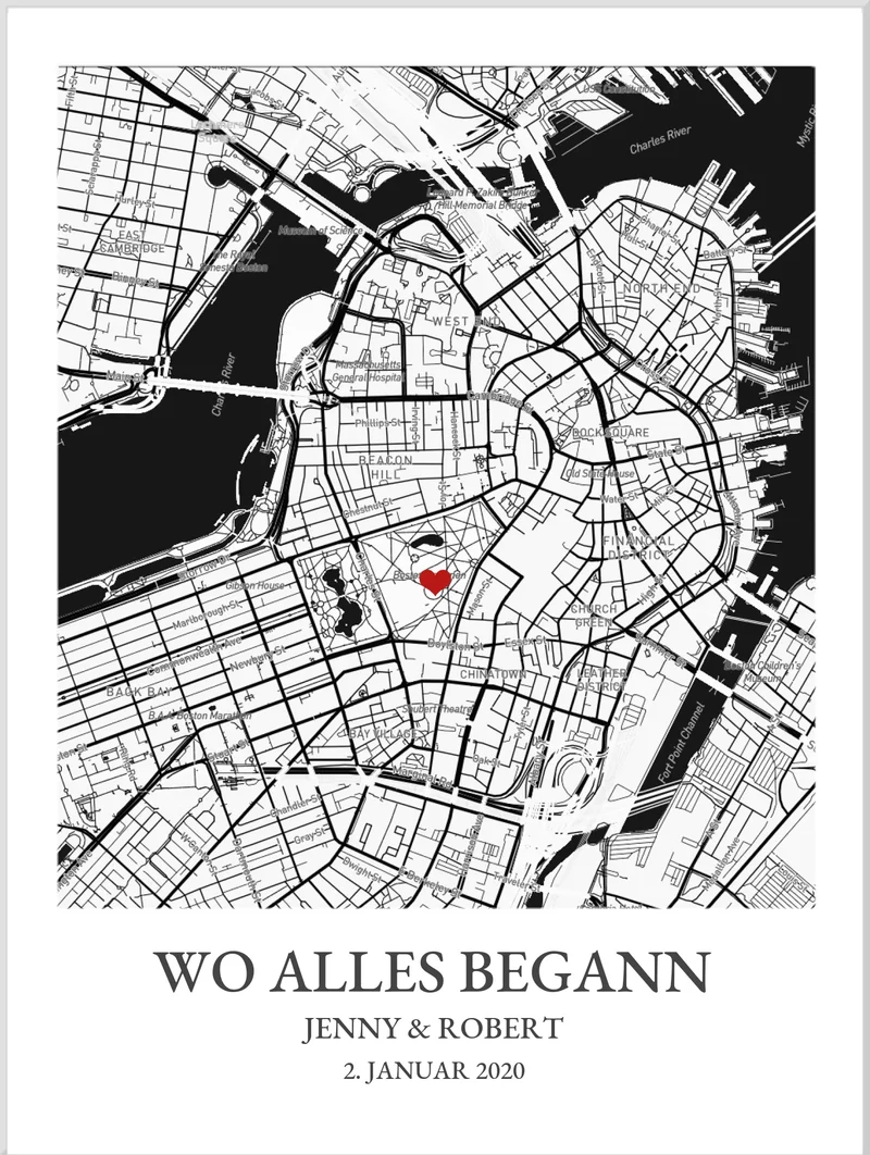 "Wo alles begann" / Koordinaten Poster Stadtkarte | Hochzeitsgeschenk Geschenkidee