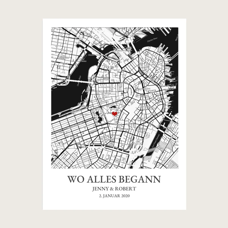 "Wo alles begann" / Koordinaten Poster Stadtkarte | Hochzeitsgeschenk Geschenkidee