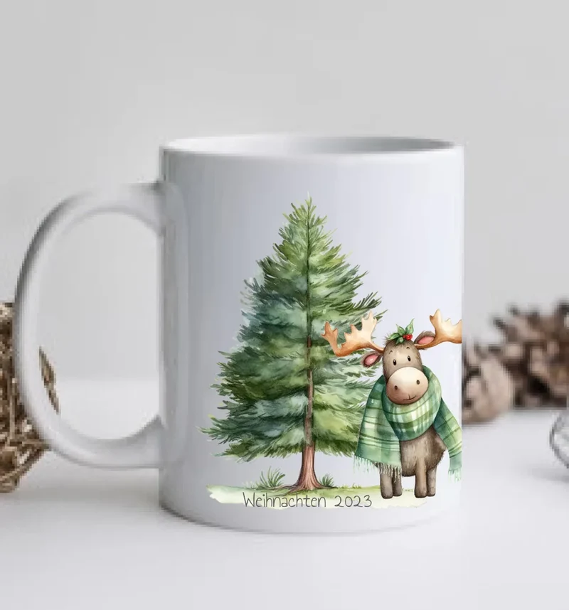 Geschenk Nikolaus, Weihnachten personalisiert - Kindertasse, Kinderbecher, Kinderteller - Nikolaustasse, Weihnachtstasse - Eule