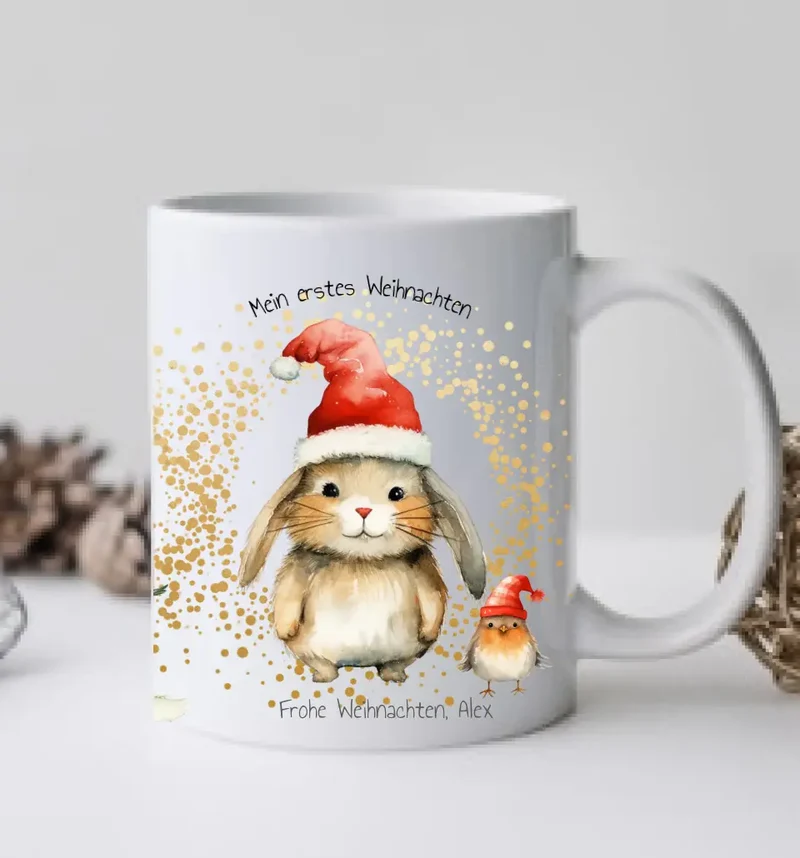 Geschenk Nikolaus, Weihnachten personalisiert - Kindertasse, Kinderbecher, Kinderteller - Nikolaustasse, Weihnachtstasse - mit Name
