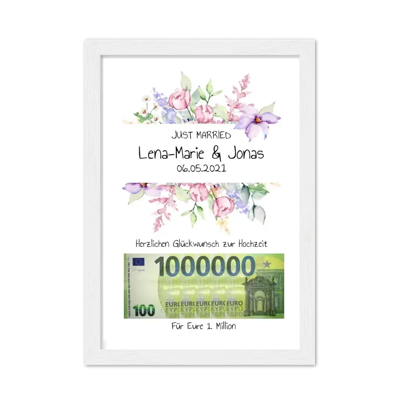 Geldgeschenk Wunscherfüller - Personalisiertes Geschenk, Geldgeschenk zur Hochzeit, Hochzeitsgeschenk Für Eure 1. Million