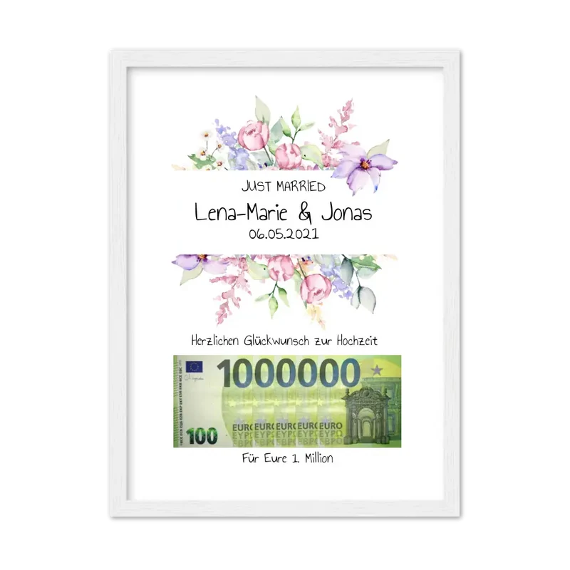 Geldgeschenk Wunscherfüller - Personalisiertes Geschenk, Geldgeschenk zur Hochzeit, Hochzeitsgeschenk Für Eure 1. Million
