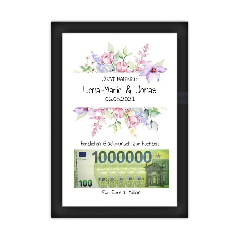 Geldgeschenk Wunscherfüller - Personalisiertes Geschenk, Geldgeschenk zur Hochzeit, Hochzeitsgeschenk Für Eure 1. Million