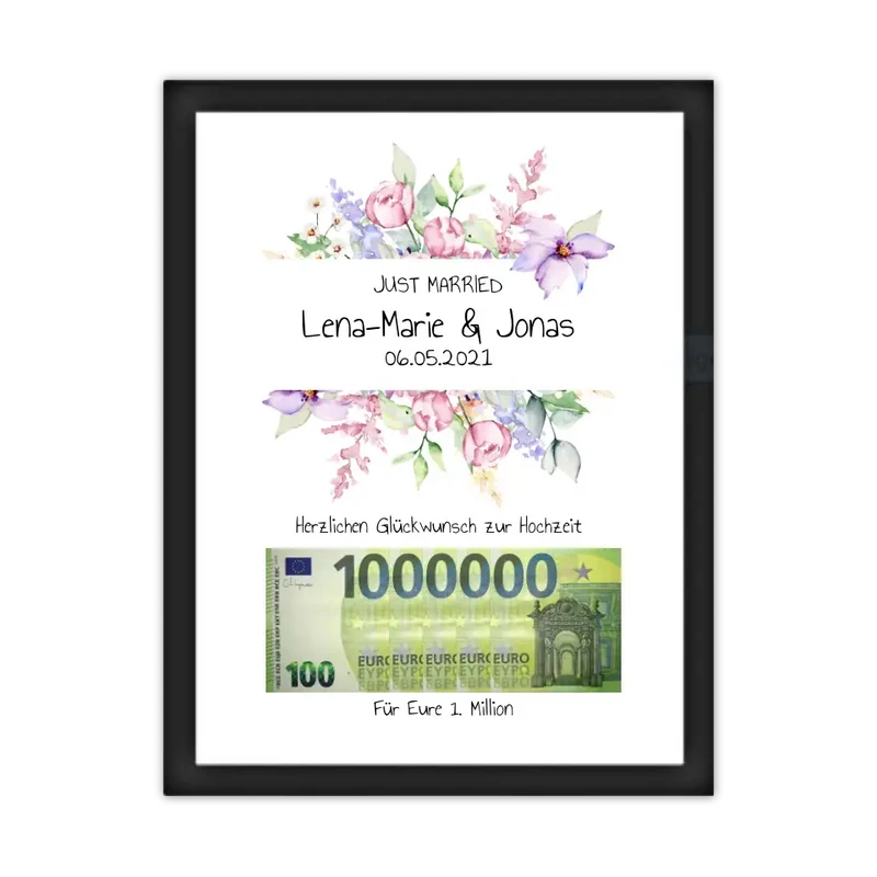 Geldgeschenk Wunscherfüller - Personalisiertes Geschenk, Geldgeschenk zur Hochzeit, Hochzeitsgeschenk Für Eure 1. Million