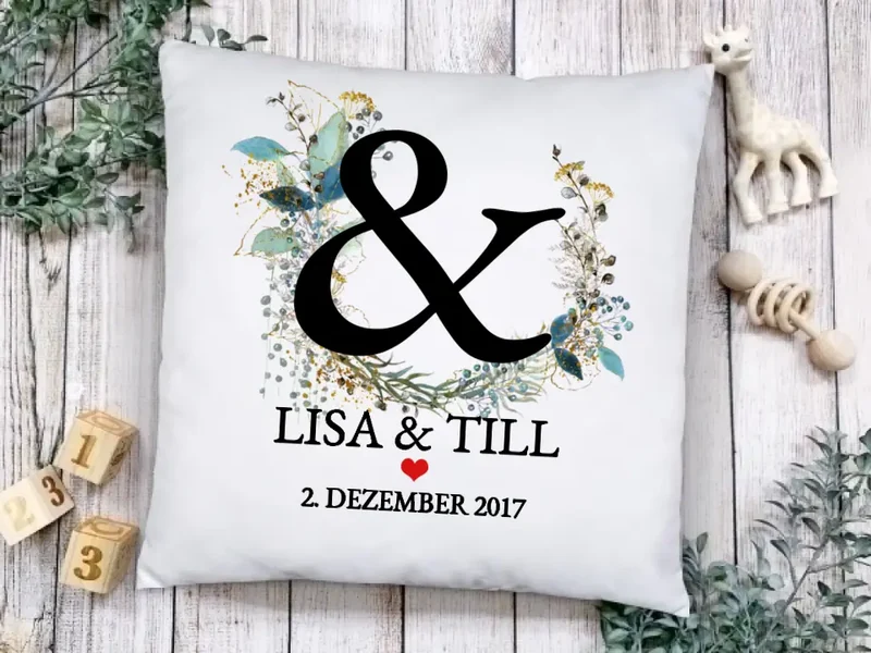 Personalisiertes Geschenk - Kissen Hochzeitsgeschenk mit Namen & Datum