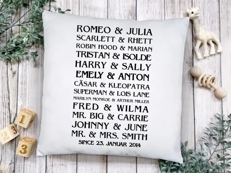 Hochzeitsgeschenk - Personalisiertes Sprüche Kissen Geschenk Romeo & Julia