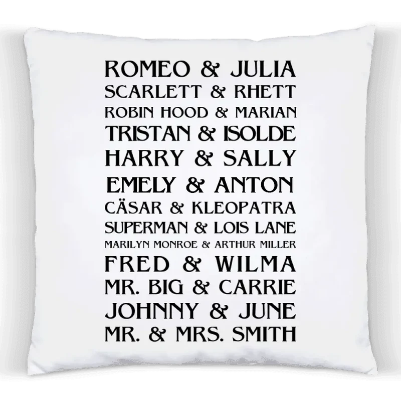 Hochzeitsgeschenk - Personalisiertes Sprüche Kissen Geschenk Romeo & Julia - Geburtstagsgeschenk, Weihnachtsgeschenk von Zeitraum-Kunstdrucke