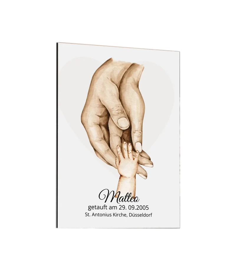 Taufgeschenk mit Namen und Datum | Personalisiertes Babygeschenk | Geschenk zur Taufe | Geburtsgeschenk Teller | Hände