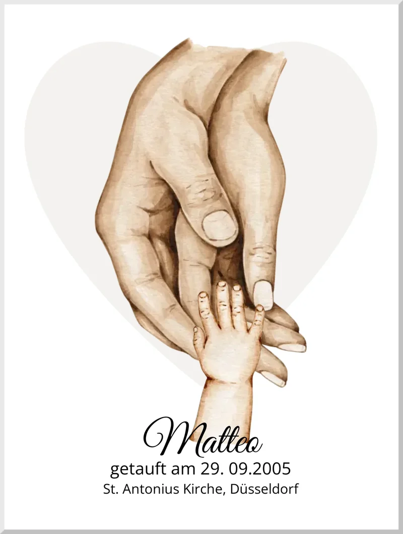 Taufgeschenk mit Namen und Datum | Personalisiertes Babygeschenk | Geschenk zur Taufe | Geburtsgeschenk Teller | Hände