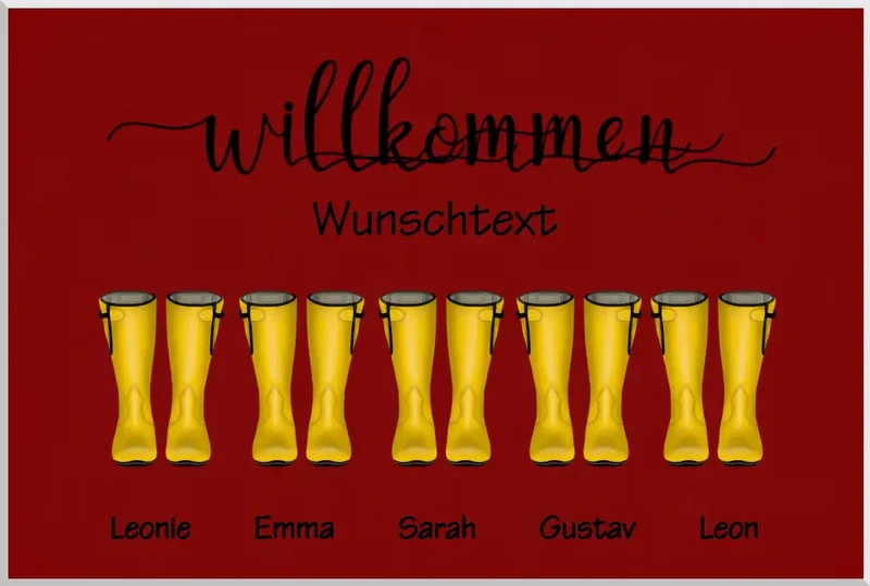 Poster Gummistiefel - Personalisiertes Familienbild 1-5 Personen mit Wunschtext - Geburtstagsgeschenk, Weihnachtsgeschenk