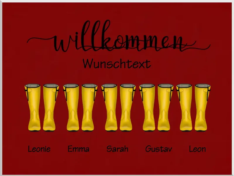 Poster Gummistiefel - Personalisiertes Familienbild 1-5 Personen mit Wunschtext - Geburtstagsgeschenk, Weihnachtsgeschenk