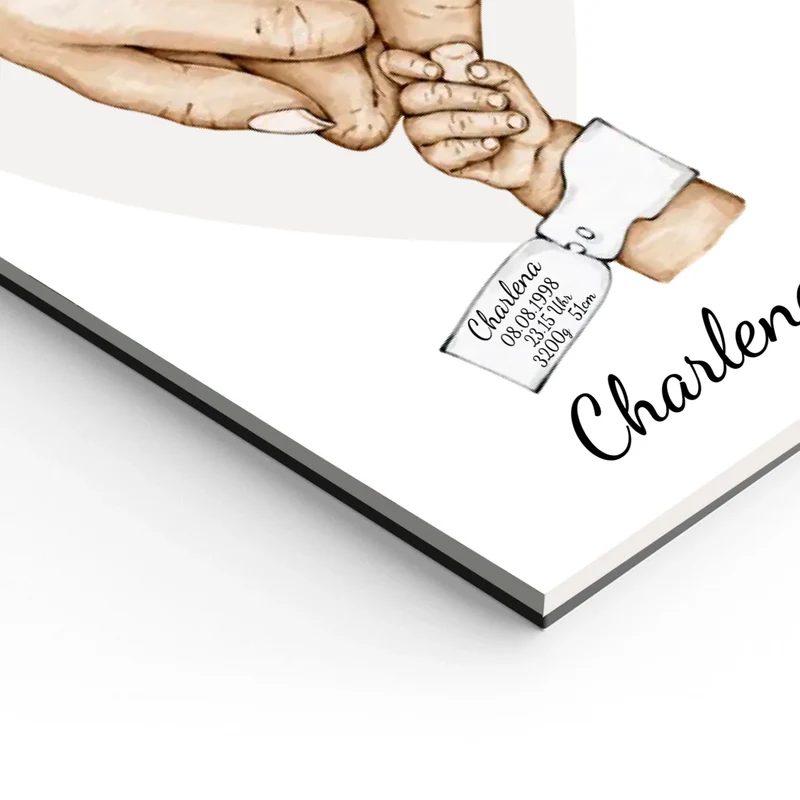 Personalisiertes Baby-Bild zur Geburt & Taufe – Geburtsanzeige mit Händen, Namen & Datum