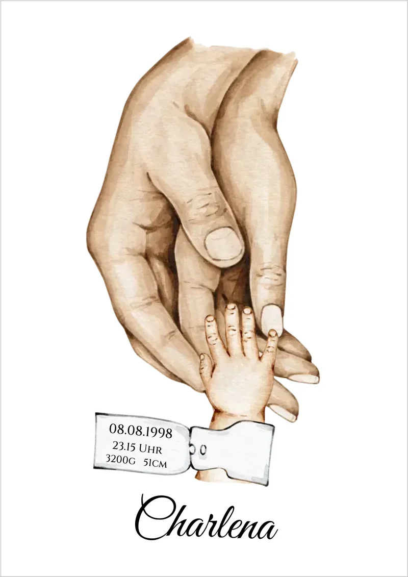 Personalisiertes Poster Geschenk zur Geburt & Taufe | Geburtsanzeige & Taufgeschenk