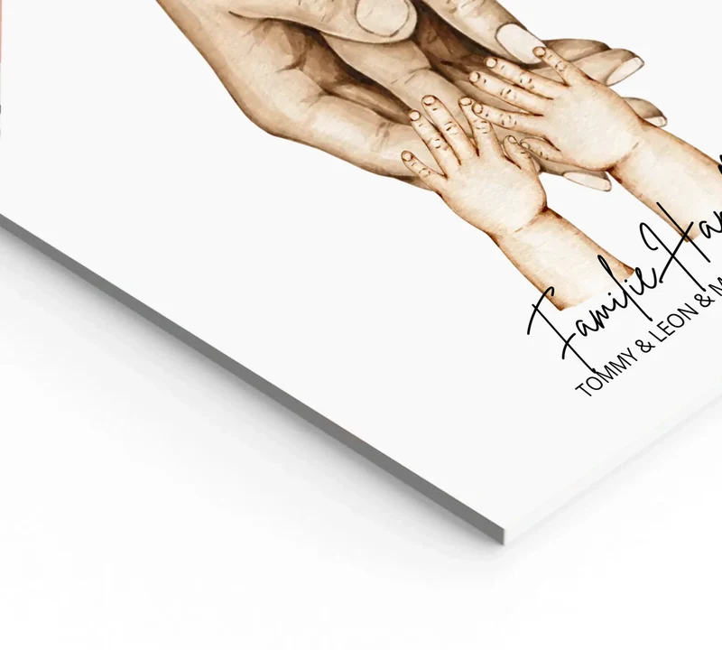 Personalisiertes Geburtsgeschenk Zwillinge | Familiengeschenk Familienposter | Geschenk Geburt mit Hände Motiv | Namen