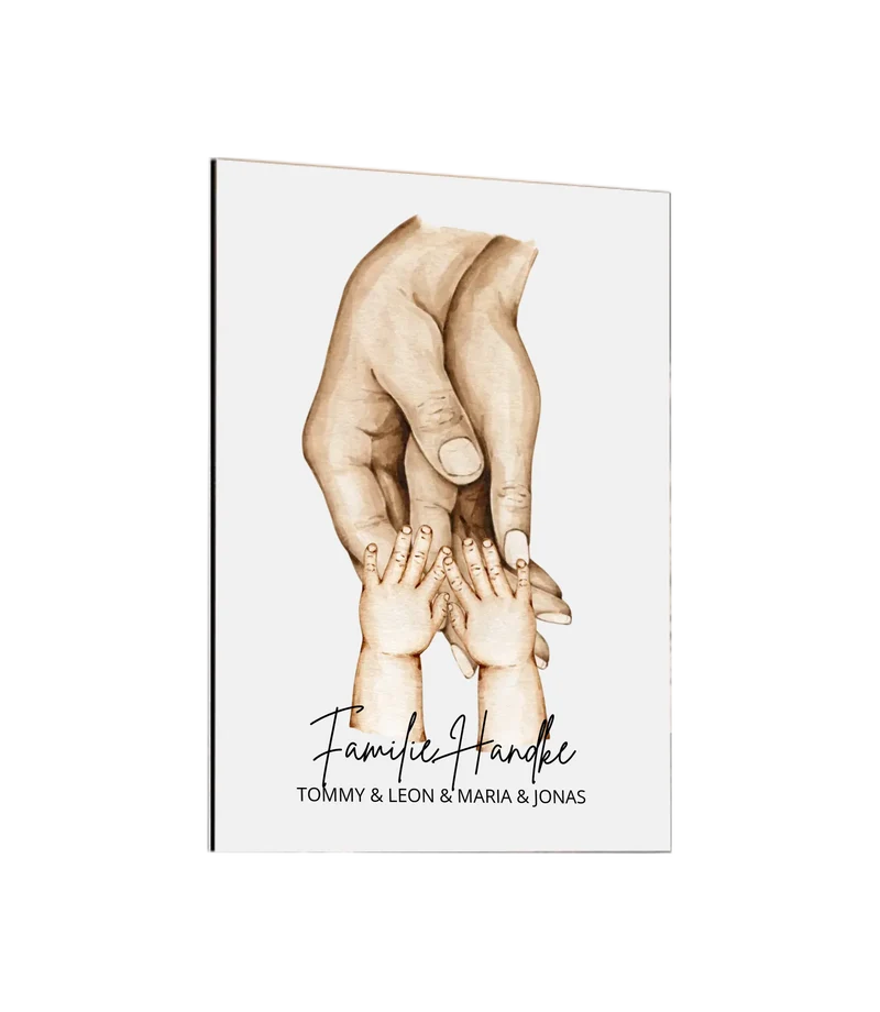 Personalisiertes Geburtsgeschenk Zwillinge | Familiengeschenk Familienposter | Geschenk Geburt mit Hände Motiv | Namen