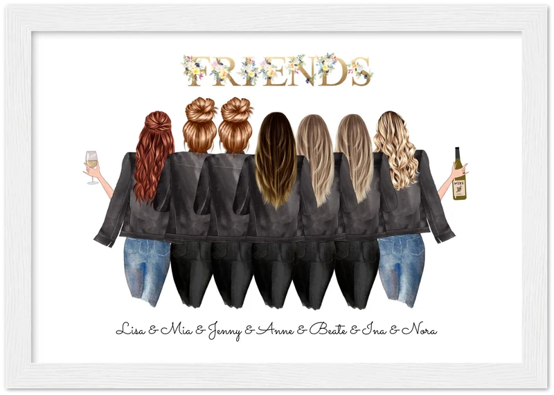 7 Beste Freundinnen Bild - personalisiertes Poster Geburtstagsgeschenk & Weihnachtsgeschenk