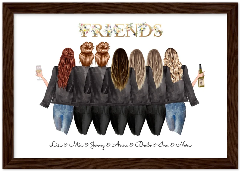 7 Beste Freundinnen Bild - personalisiertes Poster Geburtstagsgeschenk & Weihnachtsgeschenk