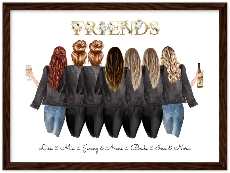 7 Beste Freundinnen Bild - personalisiertes Poster Geburtstagsgeschenk & Weihnachtsgeschenk