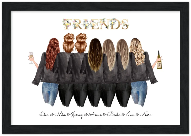 7 Beste Freundinnen Bild - personalisiertes Poster Geburtstagsgeschenk & Weihnachtsgeschenk