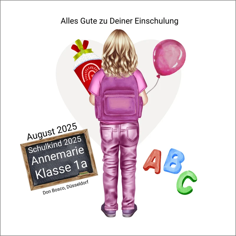Personalisiertes Poster Geschenk - Einschulungsgeschenk Schulkind 2026 Mädchen 2