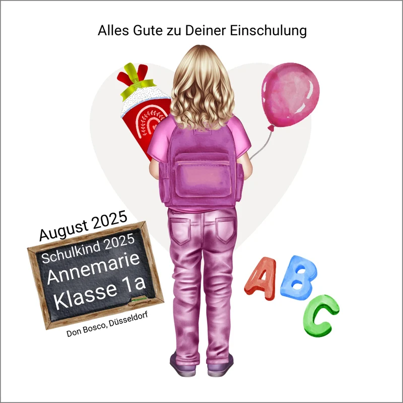 Personalisiertes Poster Geschenk - Einschulungsgeschenk Schulkind 2026 Mädchen 2