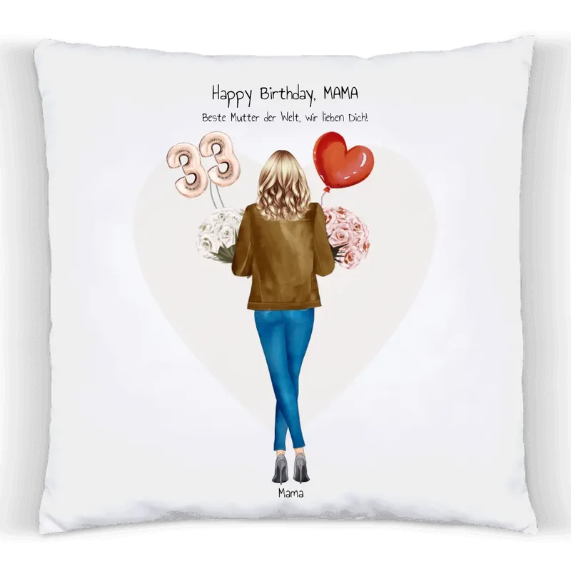 33 Geburtstag Geschenk personalisiert für Mama, Freundin, Schwester, Kissen Geburtstagsgeschenk mit Spruch
