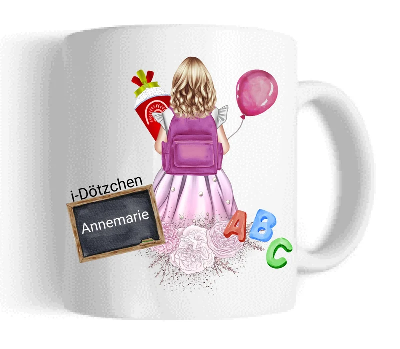 Personalisierte Tasse-Schulkind 2026-Personalisiertes Geschenk zur Einschulung Tasse für Mädchen - Einschulungsgeschenk | Kindertasse