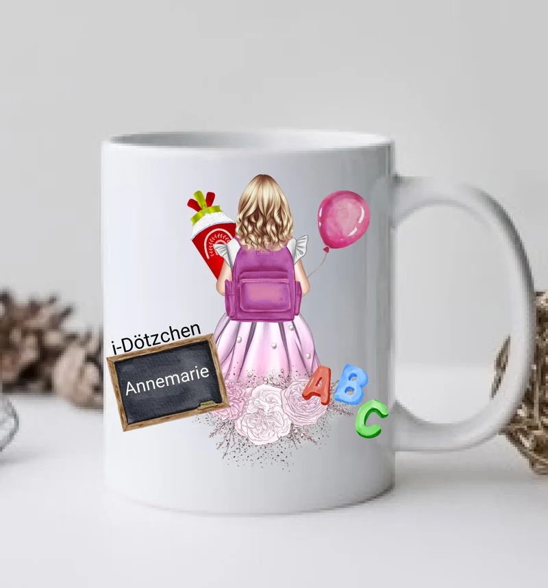 Personalisierte Tasse-Schulkind 2026-Personalisiertes Geschenk zur Einschulung Tasse für Mädchen - Einschulungsgeschenk | Kindertasse