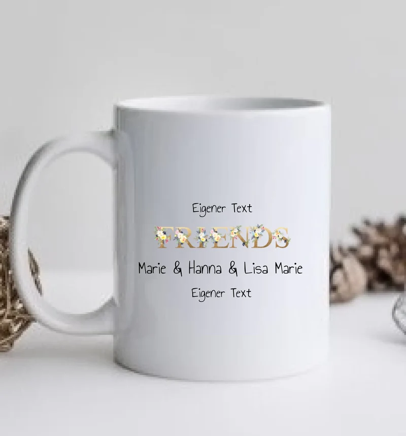 Personalisiertes Tasse für die beste Freundin (3 Freundinnen) - Geschenkidee Weihnachten Geburtstag