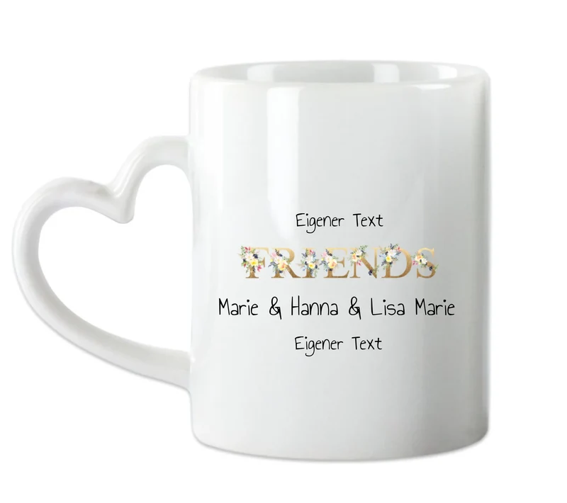 Personalisiertes Tasse für die beste Freundin (3 Freundinnen) - Geschenkidee Weihnachten Geburtstag