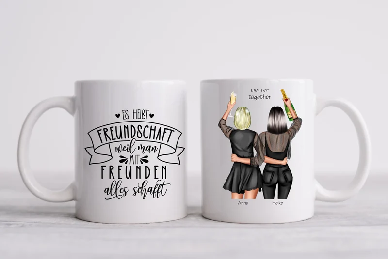 Personalisierte Tasse Geschenk 2 Beste Freundinnen Tasse, Geschenkidee beste Schwester, Weihnachtsgeschenk