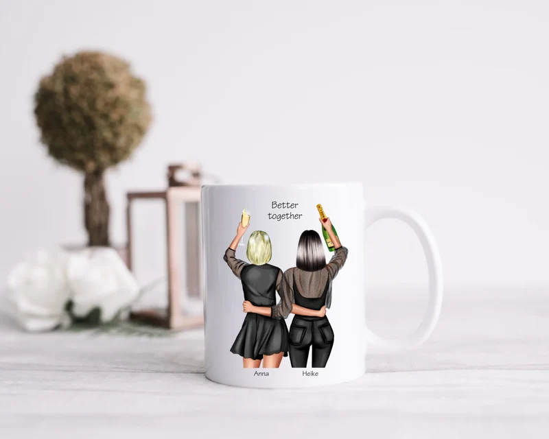 Personalisierte Tasse Geschenk 2 Beste Freundinnen Tasse, Geschenkidee beste Schwester, Weihnachtsgeschenk