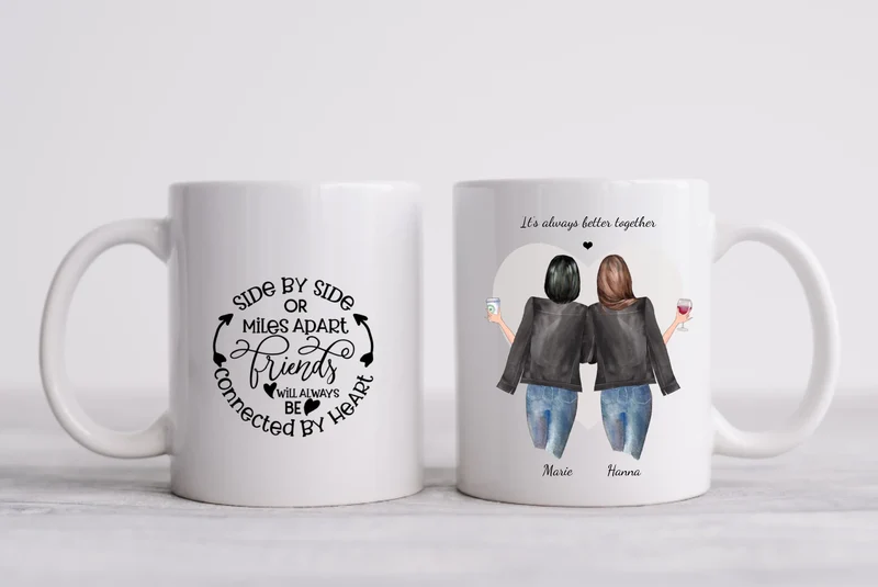 Personalisierte Tasse Geschenk für Freundin - 2 Beste Freundinnen Tasse, Kaffeebecher, Schwester, Kollegin, Weihnachtsgeschenk
