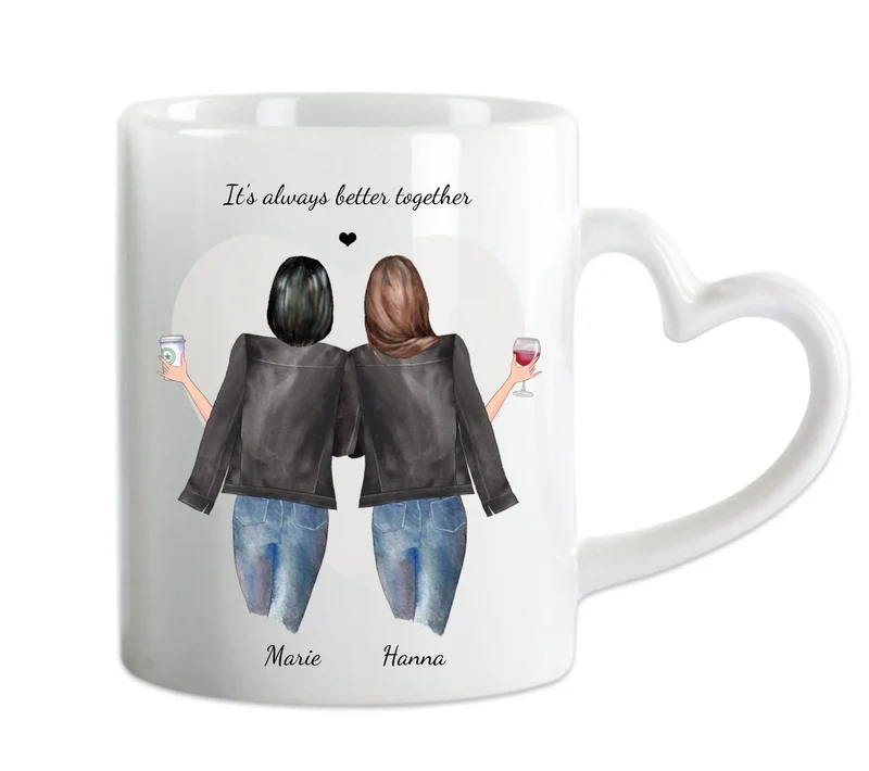 Personalisierte Tasse Geschenk für Freundin - 2 Beste Freundinnen Tasse, Kaffeebecher, Schwester, Kollegin, Weihnachtsgeschenk