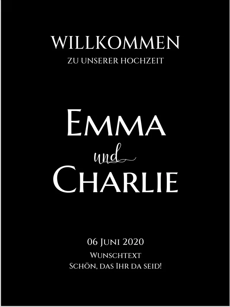Willkommensposter Hochzeit | Willkommensschild Hochzeit personalisiert | Hochzeitsempfang Tafel WKH
