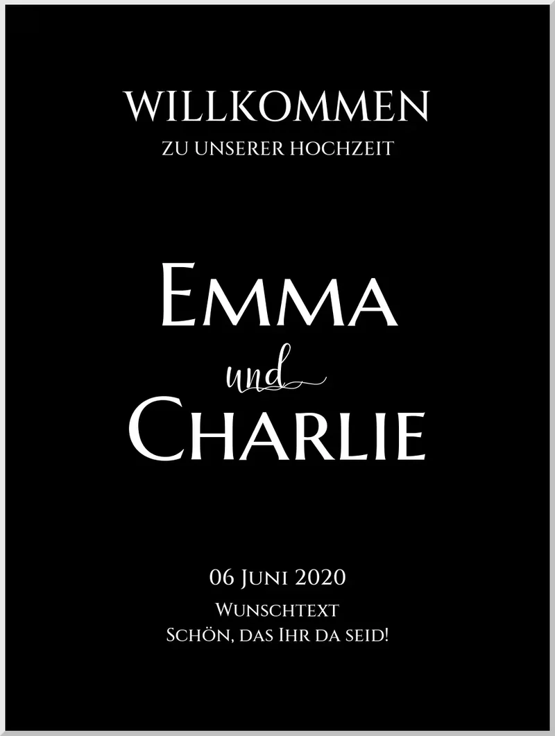 Willkommensposter Hochzeit | Willkommensschild Hochzeit personalisiert | Hochzeitsempfang Tafel WKH