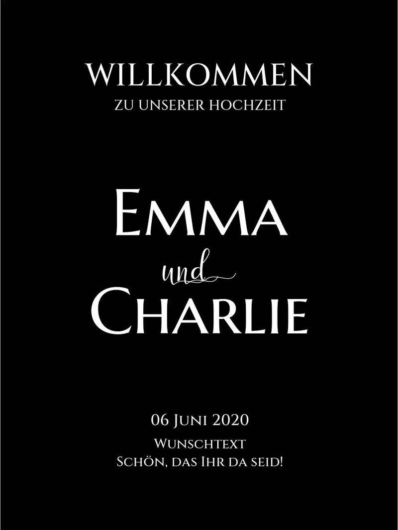 Willkommensposter Hochzeit | Willkommensschild Hochzeit personalisiert | Hochzeitsempfang Tafel WKH