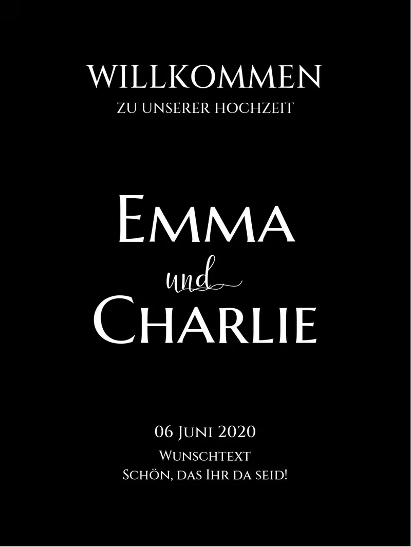 Willkommensposter Hochzeit | Willkommensschild Hochzeit personalisiert | Hochzeitsempfang Tafel WKH