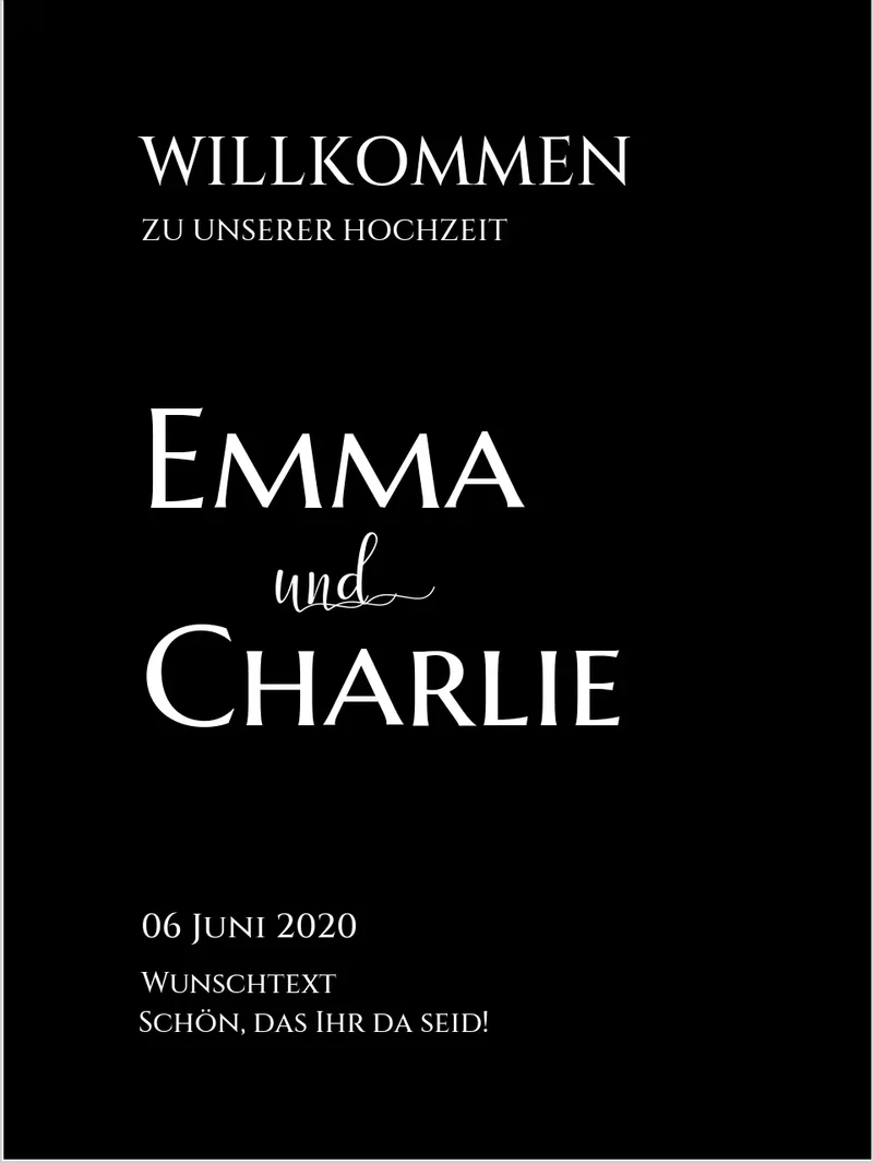 Willkommensposter Hochzeit | Willkommensschild Hochzeit personalisiert | Hochzeitsempfang Tafel