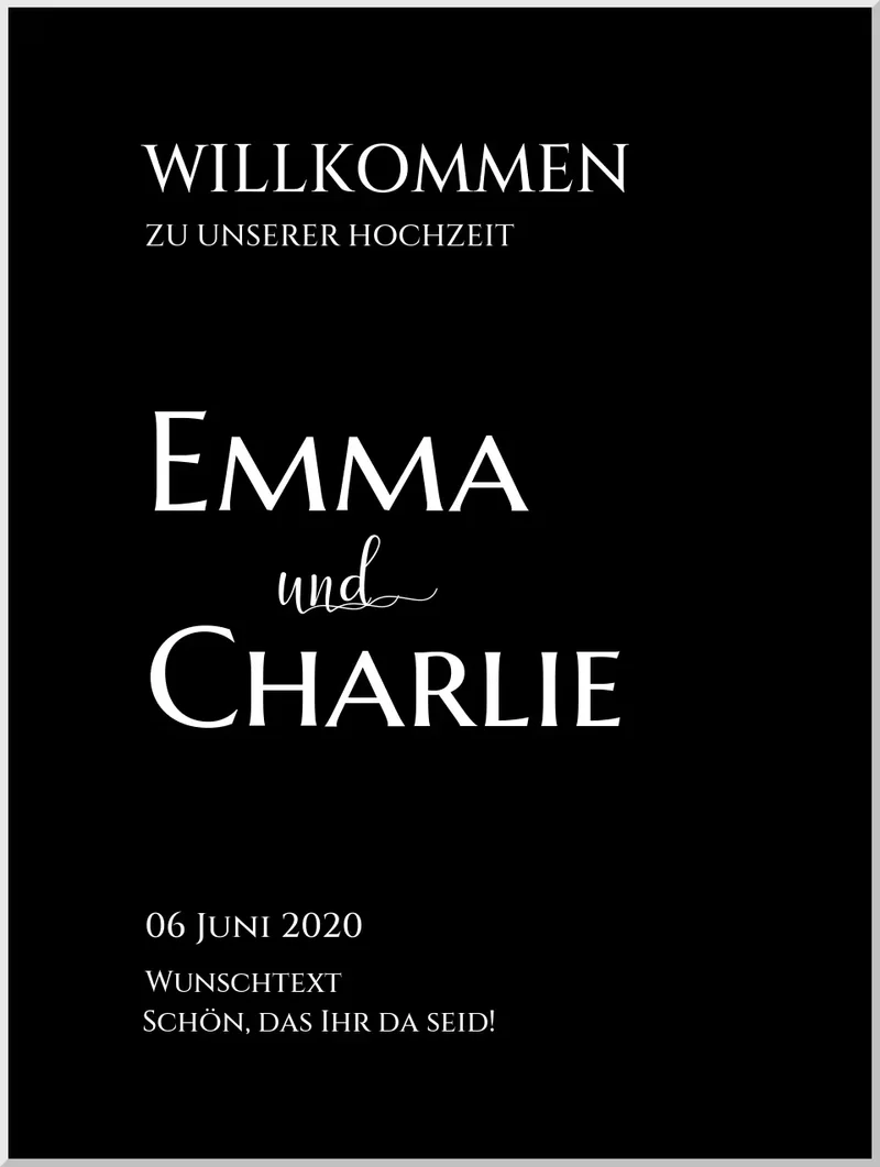 Willkommensposter Hochzeit | Willkommensschild Hochzeit personalisiert | Hochzeitsempfang Tafel