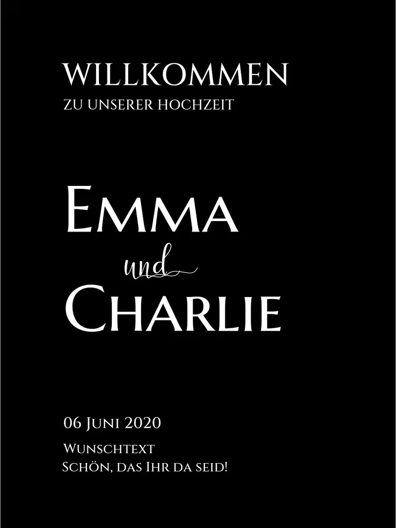 Willkommensposter Hochzeit | Willkommensschild Hochzeit personalisiert | Hochzeitsempfang Tafel