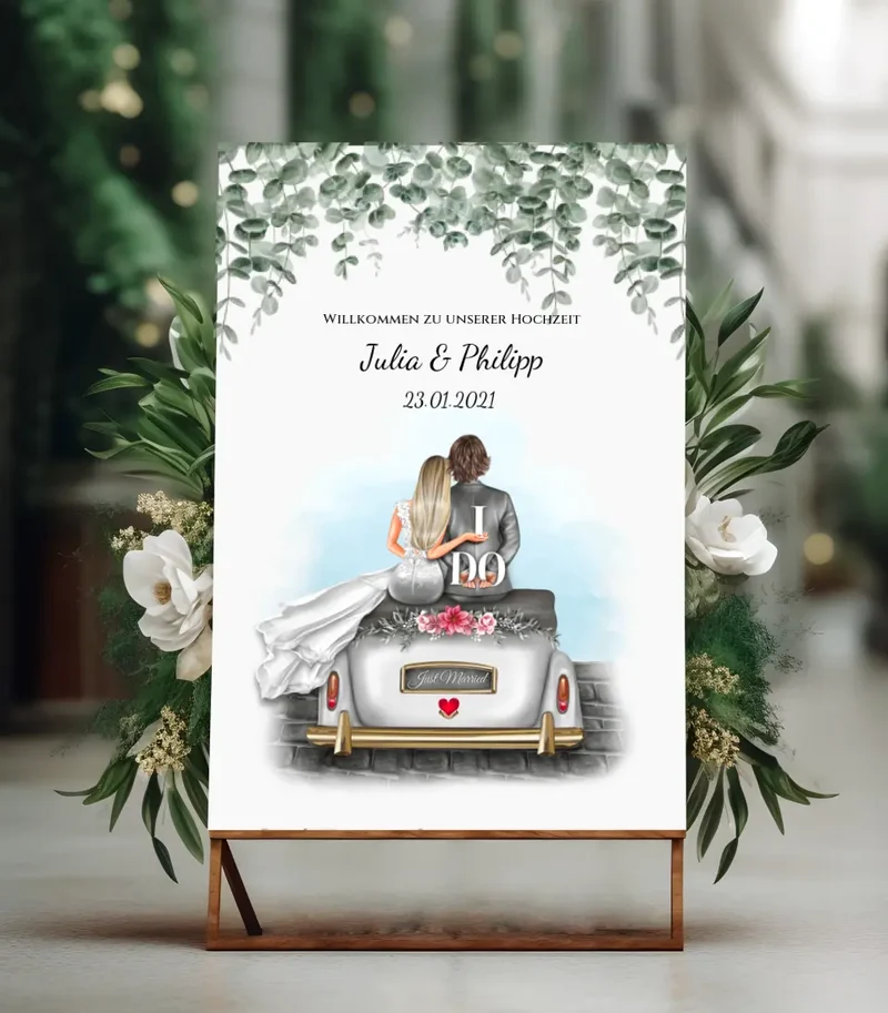 Willkommensposter Hochzeit | Willkommensschild Hochzeit personalisiert | Hochzeitsempfang Tafel
