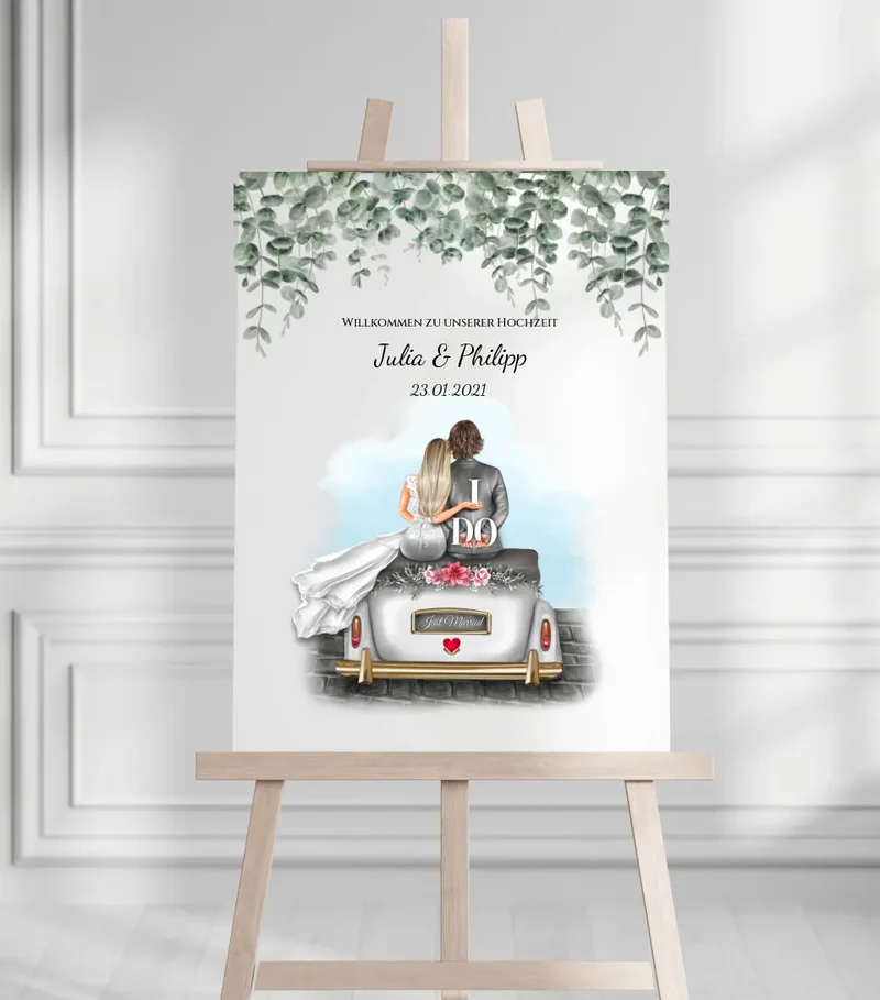 Willkommensposter Hochzeit | Willkommensschild Hochzeit personalisiert | Hochzeitsempfang Tafel