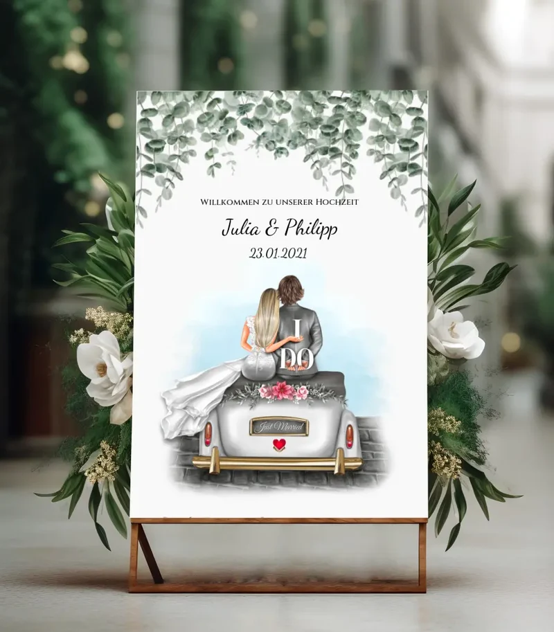 Willkommensposter Hochzeit | Willkommensschild Hochzeit personalisiert | Hochzeitsempfang Tafel