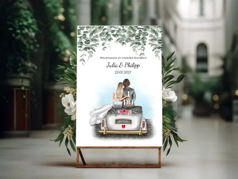 Willkommensposter Hochzeit | Willkommensschild Hochzeit personalisiert | Hochzeitsempfang Tafel