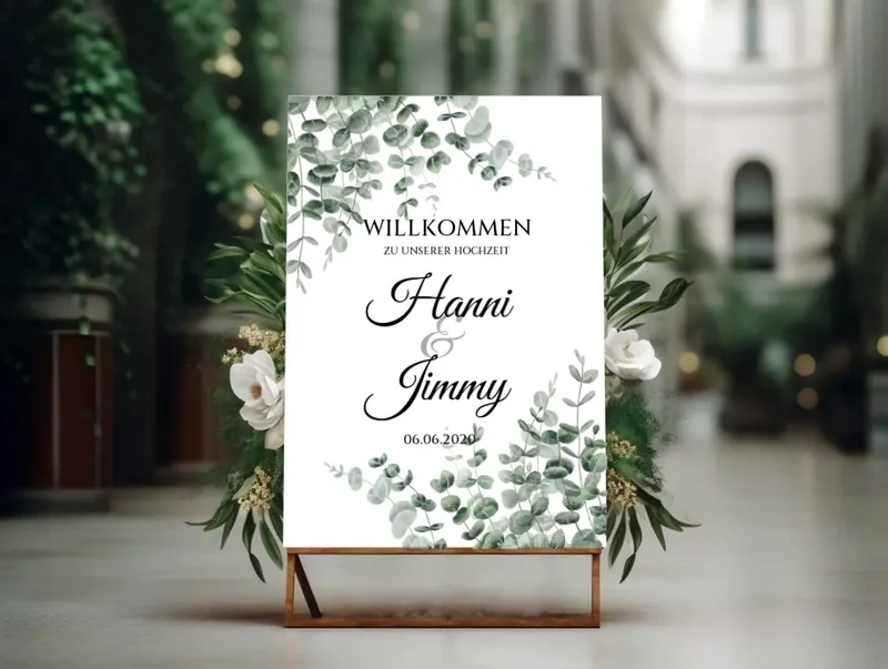 Willkommensposter Hochzeit | Willkommensschild Hochzeit personalisiert | Hochzeitsempfang Tafel