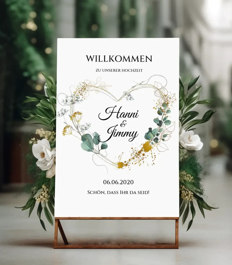 Willkommensposter Hochzeit | Willkommensschild Hochzeit personalisiert | Hochzeitsempfang Tafel